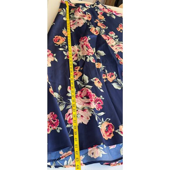City Studio Maxi Skirt Juniors 1 Blue Floral Formal Evening Party Event Prom - Picture 6 of 12